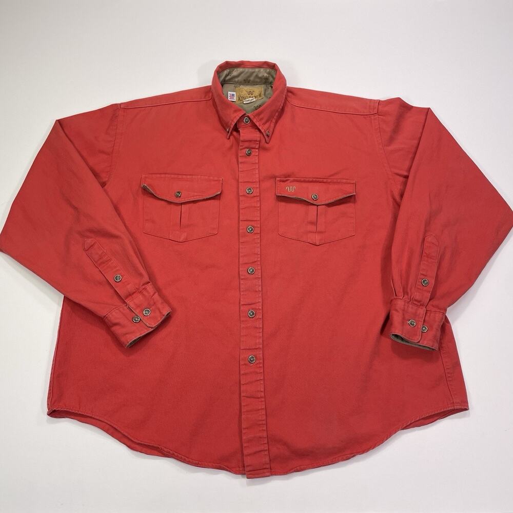 King Ranch Button Down Shirt Men’s XL Flip Cuff Salmon Made In USA Cowboy Rodeo
